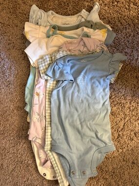 Carters short sleeved, ruffled and tank onesies bundle